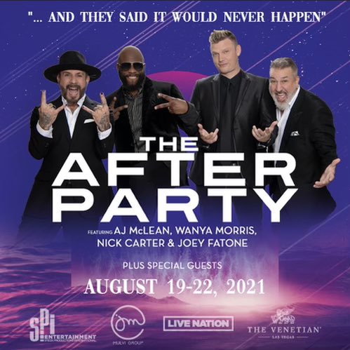 …And they said it would never happen! Come party with me in Vegas at THE AFTER PARTY with AJ McClean, Nick Carter & Wanya Morris August 19 – 22 at The Sands Showroom at The Venetian Las Vegas! Tickets on sale tomorrow  THURSDAY at 10 AM PT!   Presale Code: JOEYSPARTY