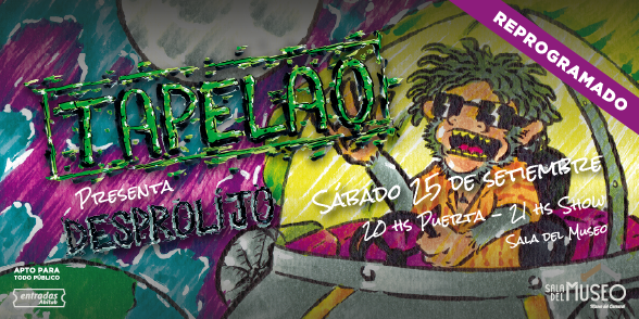Tapelaobanda's tweet photo. 🔥REPROGRAMADO🔥
La presentación de DESPROLIJO se realizará el Sábado 25 de Setiembre en @saladelmuseo
 .
⚠️Las entradas ya adquiridas mantienen su validez para la nueva fecha
.
🎫Entradas a la venta en Abitab
.
Apto para todo público 🤘 https://t.co/SHTw4fecme