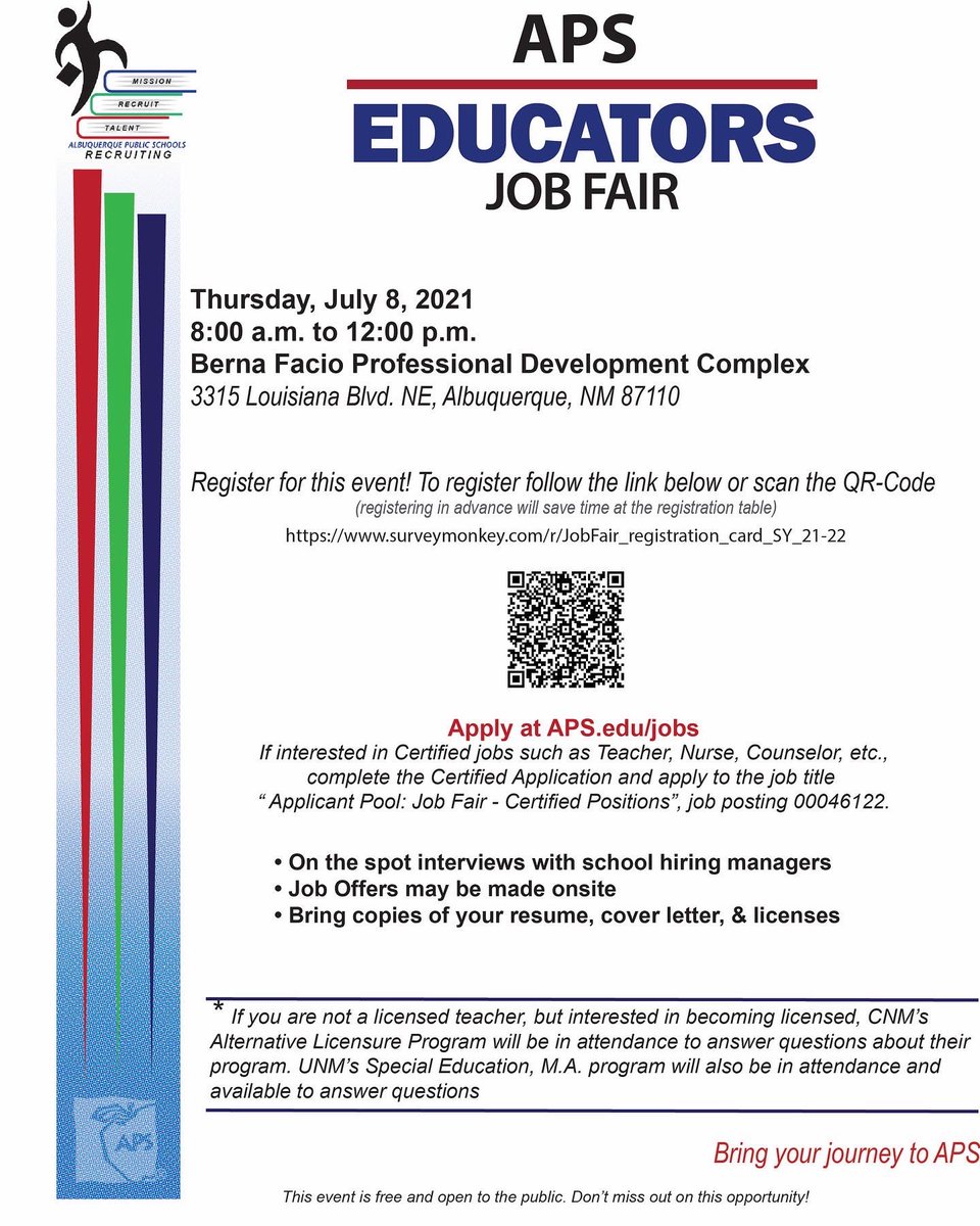 Don’t forget tomorrow APS will be hosting our Educators Job Fair! Stop by and meet with our hiring managers.