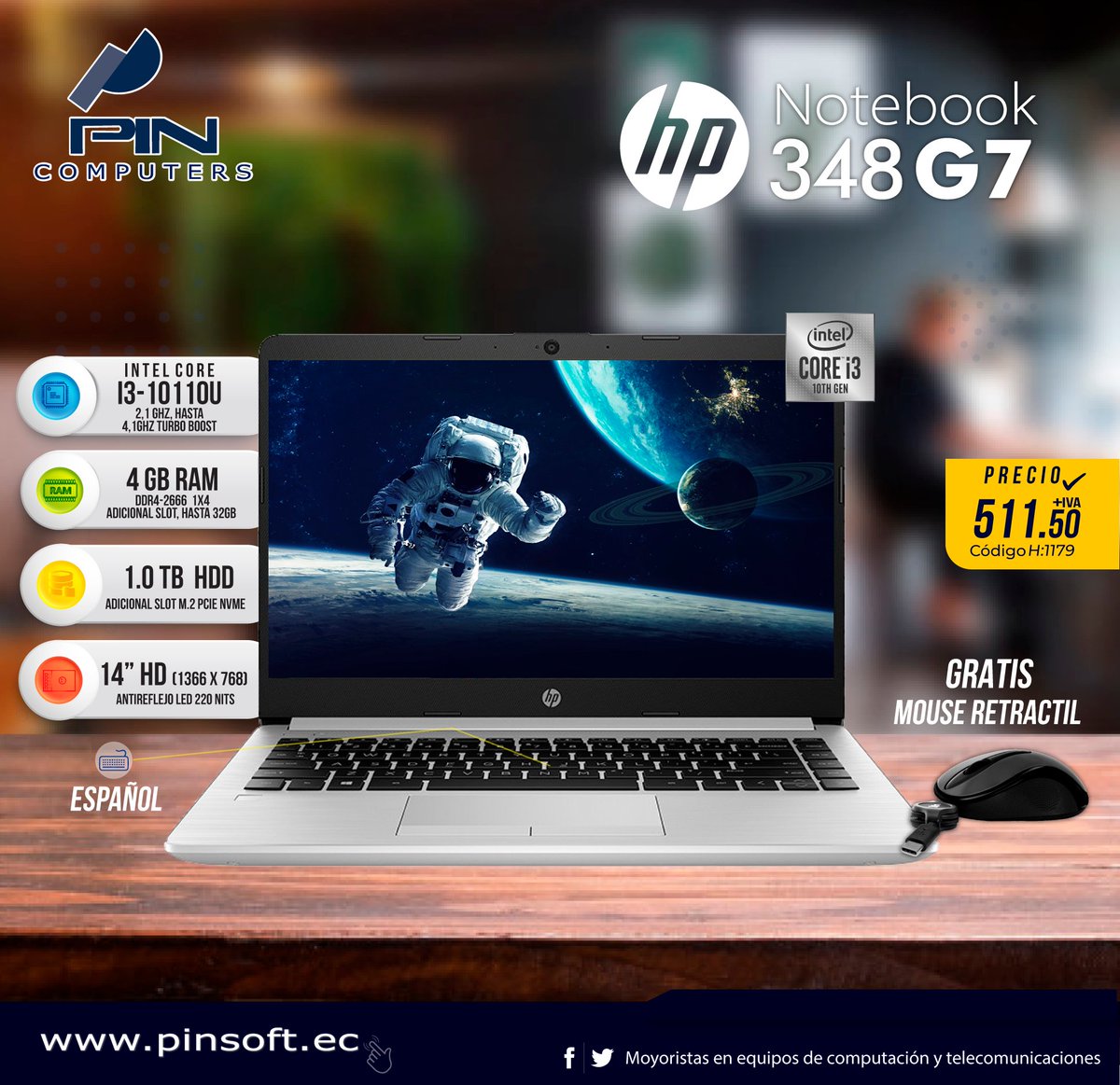 PINSOFTCOMPUTER's tweet photo. 😎¡ Prepárate para el regreso a Clases con Laptop HP 348 G7 !
🚀 Intel Core i3-10110U/ 10a.Gen/ 2.1GHz (4M Cache, hasta 4.1GHz), ⚡️ 4GB Ram ,  📮 1TB,   💻 14.0"HD,  🔠 Teclado Español
#MayoristaenSuministrosdeComputaciónytelecomunicaciones https://t.co/dUFJuxZGSA