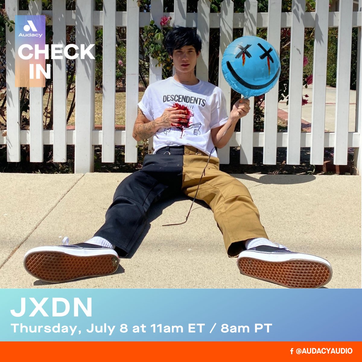 Audacy's tweet image. Join host @KevanKenney for an #AudacyCheckIn with @jadenhossler to chat all about his brand new album #TellMeAboutTomorrow + more! It all goes down this Thurs, 7/8 at 11am ET! 🤘