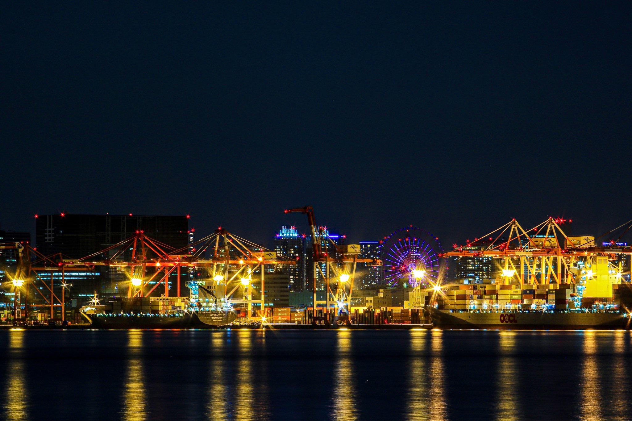 チェギー 城南島より 夜のお台場の観覧車を 21 07 07 額装のない写真展 キリトリセカイ 夜景 T Co Zu0adxzpiv Twitter