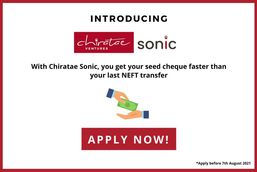 We are thrilled to announce 8th seed program and an industry-first initiative: Chiratae Sonic. Aligned to our commitment to early-stage entrepreneurs Chiratae Sonic guarantees a 48-hour turnaround from first meeting on seed pitches under USD $500K

Apply: sonic.chiratae.com