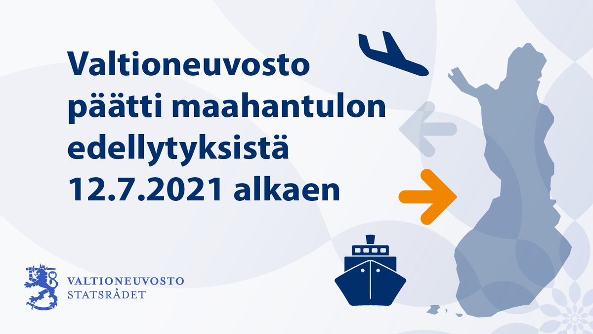Valtioneuvosto päätti maahantulon edellytyksistä 12.7.2021 alkaen.

Tässä ketjussa ohjeet maahantuloon lyhyesti ja ytimekkäästi⬇️
1/7