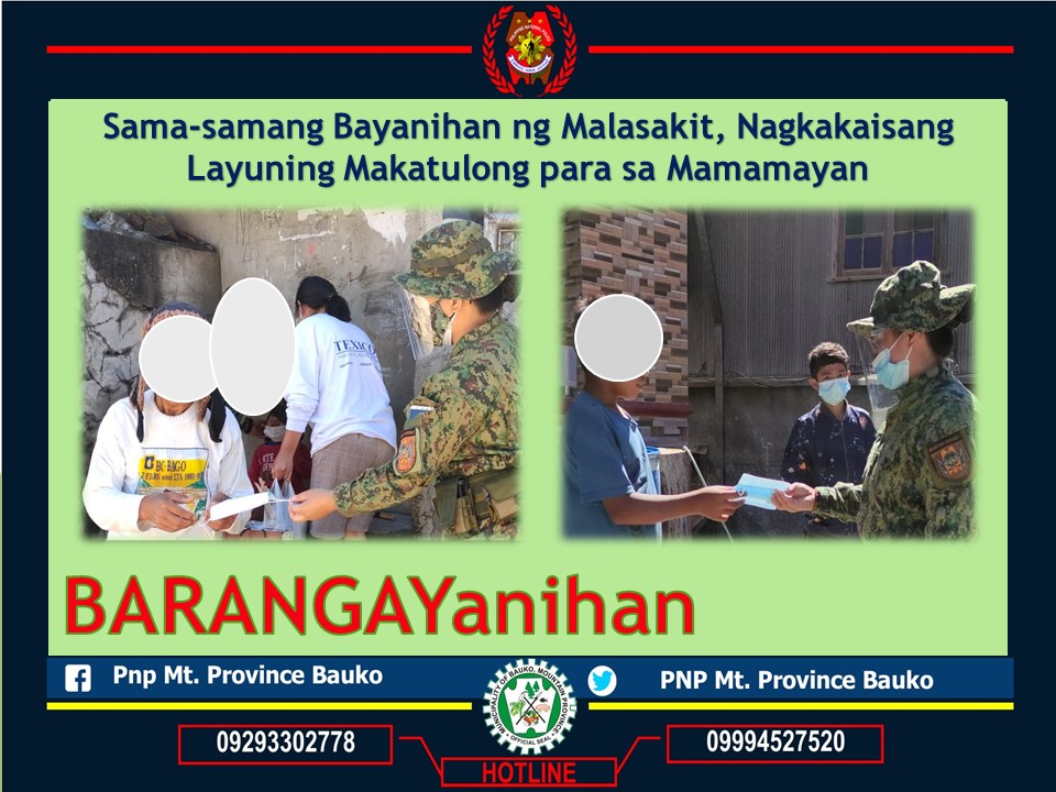 PNPBauko1's tweet photo. Sama-samang Bayanihan ng Malasakit, Nagkakaisang Layuning Makatulong para sa Mamamayan
#freefacemask #PNPKakampiMo #PNPToServeandProtect https://t.co/y0FBWcNEZZ