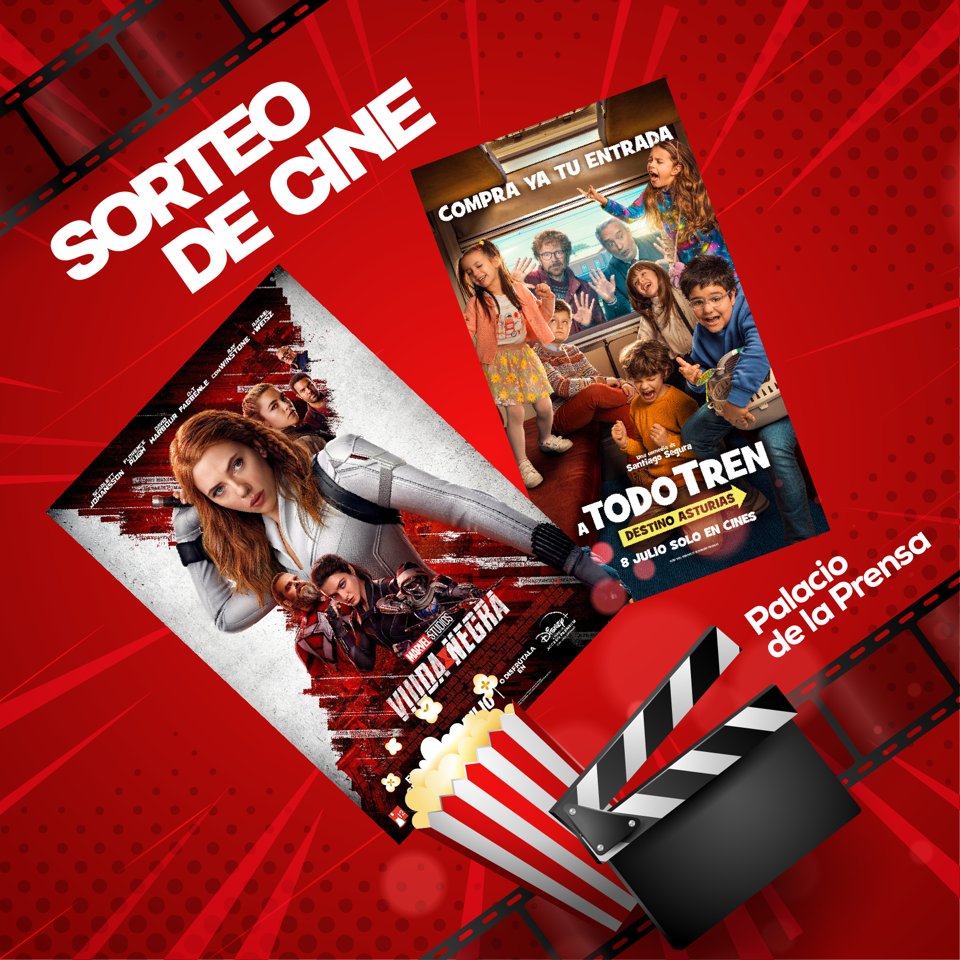 palacioprensa's tweet photo. ¡SORTEO DE CINE! 🎬💥

Para celebrar los estrenos de esta semana sorteamos 3 entradas dobles para #ViudaNegra  y #ATodoTrenDestinoAsturias  

PARTICIPA 👇
Sigue @palacioprensa + ❤ + RT + Menciona con quien te gustaría asistir

Cierre de sorteo viernes 9 de julio a las 10h https://t.co/9Boi0eOAxA