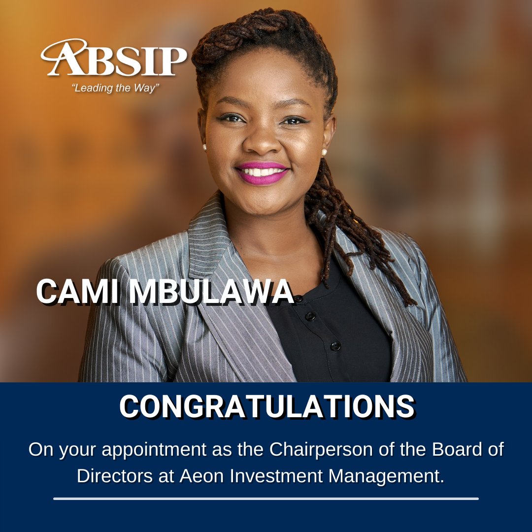 Industry Movements!

Congratulations <a href="/CamiMbulawa/">💜</a> on your appointment as the Chairperson of the Board of Directors at Aeon Investment Management.  

She joins us tonight on our Webinar Series - Dimensions of Transformation in Asset Management

Join here
us02web.zoom.us/webinar/regist…