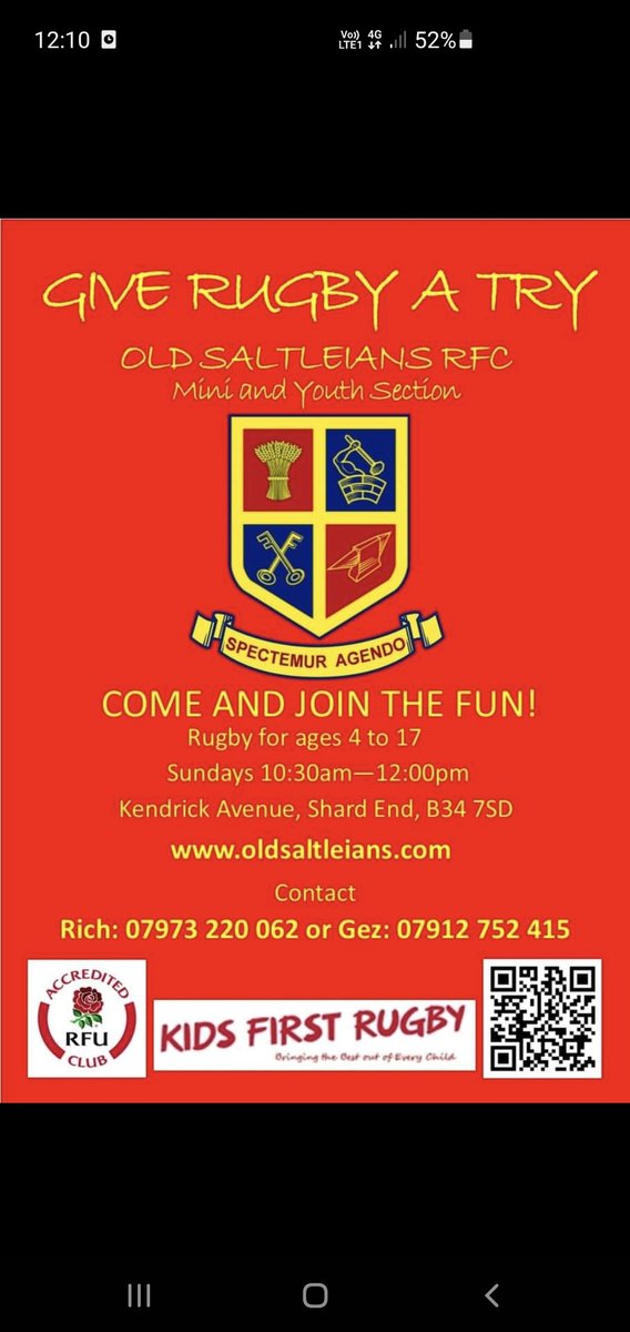 Old Saltleians RFC (@oldsaltsrfc) on Twitter photo Old Saltleians RFC Mini and Youth section are looking for new players to join our Under 7/8s team next season. So if your child will be starting year 2 or 3 in September, why not bring them down this Sunday and give rugby a try. Old Saltleians RFC Mini and Youth section are looking for new players to join our Under 7/8s team next season. So if your child will be starting year 2 or 3 in September, why not bring them down this Sunday and give rugby a try.