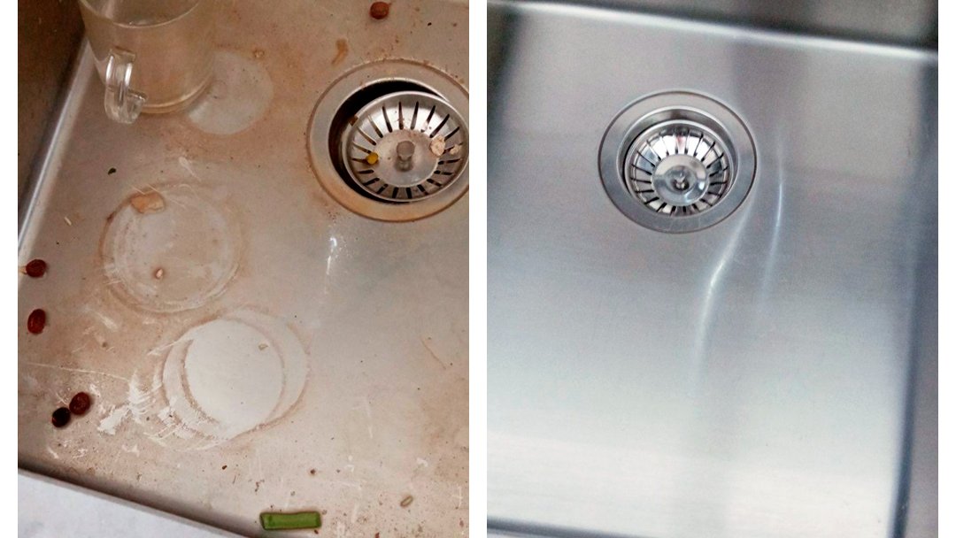 ReadingCheap's tweet image. You may think that with the amount of soap🧴 and water💦 that runs into your kitchen sink every day, the sink is relatively clean. But that is simply not the case❌. The rinsing and splashing with dish soap that happens with daily use do nothing to clean your kitchen sink.