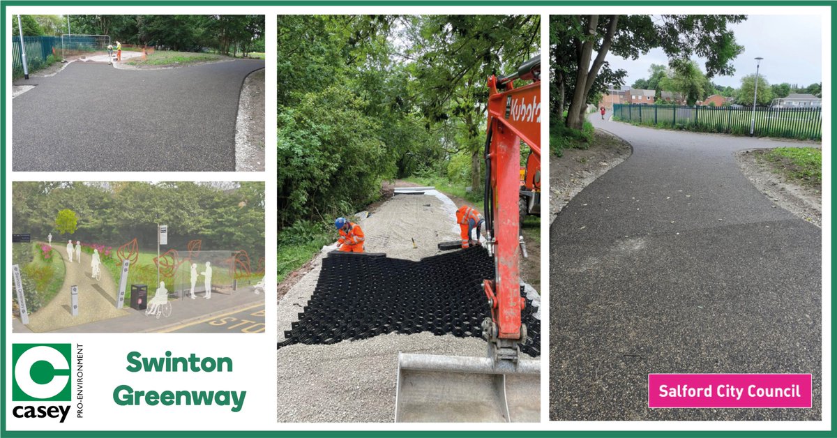CaseyCompanies's tweet photo. Working on behalf of @SalfordCouncil, works to create a new 7km walking and cycling route from Monton to Swinton are progressing well with the installation of the flexipave surfacing by our specialist supply chain partner @kbiukltd. 
#improvinglives #infrastructure #construction https://t.co/L8E87jdyKa