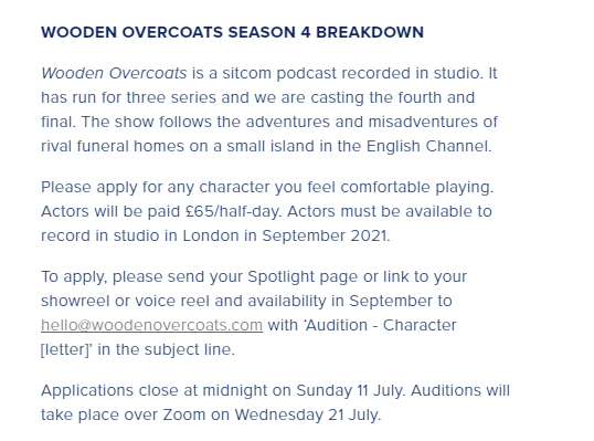 OvercoatsWooden's tweet photo. Wooden Overcoats is casting.
https://t.co/h4oWzLAe1s https://t.co/bBP2zqgGAj