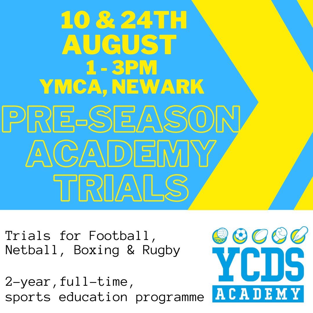 Pre-Season Academy Trials for Yr10 and Yr11 students interested in joining us in Sept 2021 and 2022! 

Come meet the team, try out, and see the facilities. 

<a href="/GaryCharlesFRJ/">Gary Charles (Ex Professional Footballer)</a> <a href="/Esam26Esam/">Lee Esam</a> <a href="/CarlGreavesPro/">Carl Greaves</a> <a href="/YMCANewark/">YMCA Newark and Sherwood</a> <a href="/newarkrufc/">Newark Rugby Club</a> <a href="/danny_purves/">danny purves football school</a>
