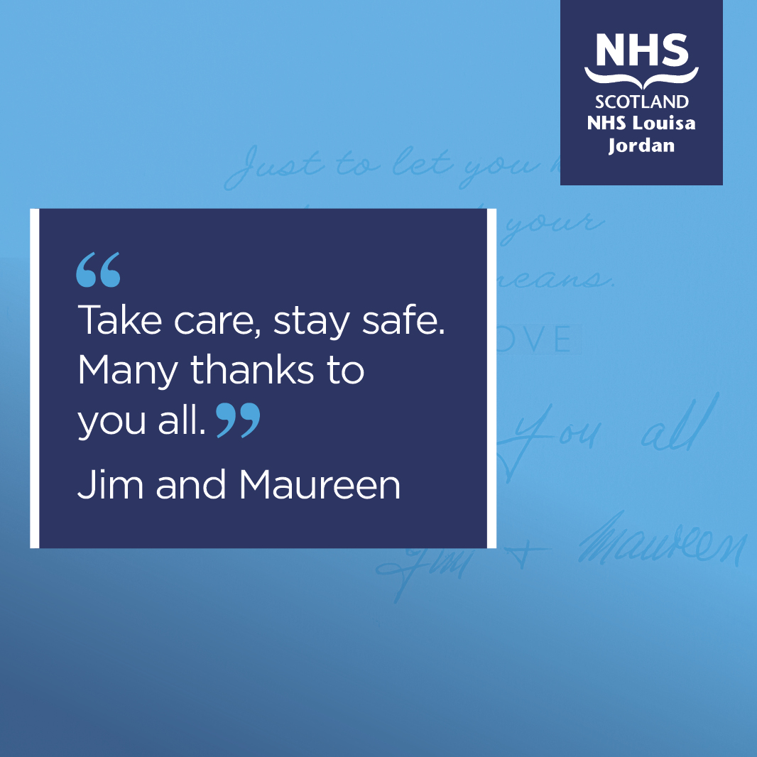 NHS Louisa Jordan (@nhslouisajordan) on Twitter photo People from all across NHSScotland came together at the beginning of the pandemic to make <a href="/NHSLouisaJordan/">NHS Louisa Jordan</a> possible during a very anxious time for us all.
Your messages of thanks and support really do make such a positive difference! Thank you! People from all across NHSScotland came together at the beginning of the pandemic to make <a href="/NHSLouisaJordan/">NHS Louisa Jordan</a> possible during a very anxious time for us all.
Your messages of thanks and support really do make such a positive difference! Thank you!