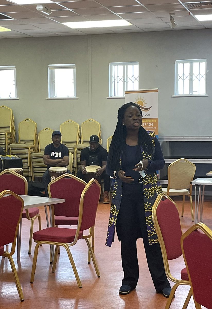 SBInterCentre's tweet photo. Ola from @tfcsunderland sharing her experience working and living in sunderland. Explaining her role around children service. Encouraging service users to explore and prepare for leadership.
#childrenservices #BAMEleadership https://t.co/xrSuwT2Kr0