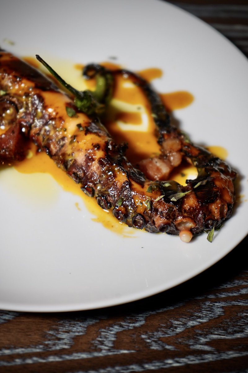 Charred Octopus, burnt orange, pancetta… at @amalfilasvegas @CaesarsPalace