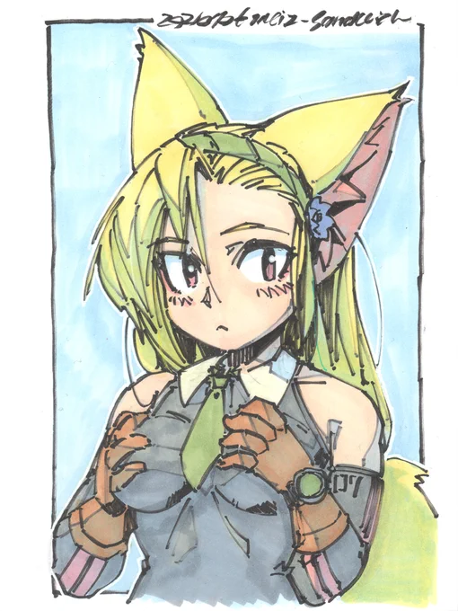【アナログ1444】レモン色
#狐娘 #絵葉書 #ポストカード 