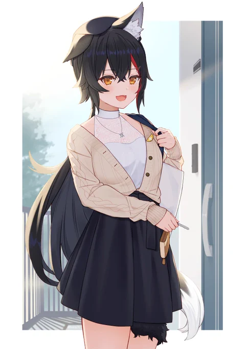 ミオしゃのお隣さんになって朝ばったり出会いたい
 #みおーん絵 