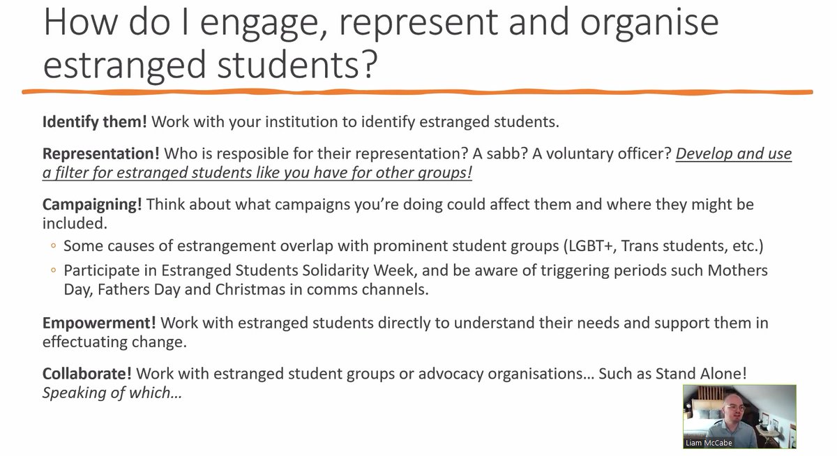 Thinking about ways to engage, represent and organise estranged students #NUSLeadChange.
