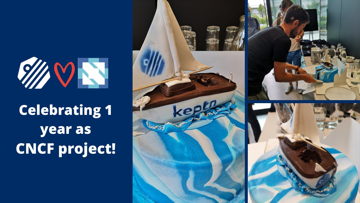 keptnProject's tweet photo. #Keptn and @CloudNativeFdn celebrated a very special anniversary recently: one year of Keptn being a #CNCF project! 🚀And is it even a celebration, if you don't have cake?🎂😉

#kubernetes #k8s #opensource #containers #DevOps #automation #github https://t.co/knCSzRsROq