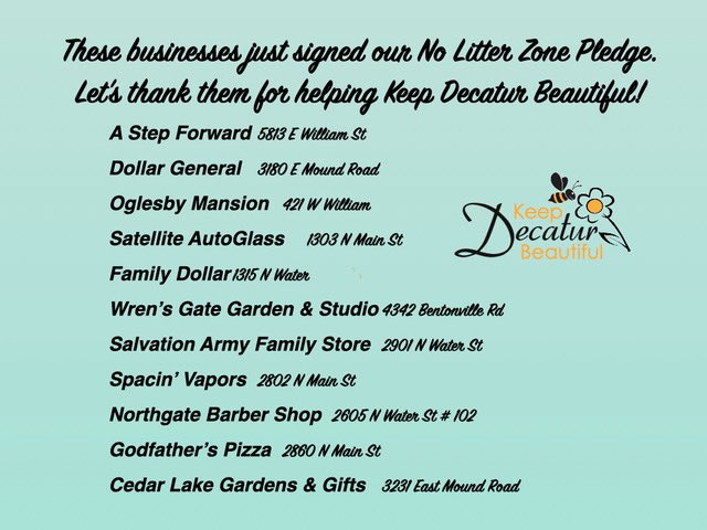 beautifydecatur's tweet image. THANK YOU to this fantastic group who recently signed our #NoLitterZone pledge!

#keepDecaturBeautiful #DecaturIL
#keepAmericaBeautiful 
#adoptastreet 
#litterpicker 
#litterpicking 
#pickuplitter 
#littercleanup 
#litterpatrol 
#lovewhereyoulive 
#trashhero 
#makeadifference