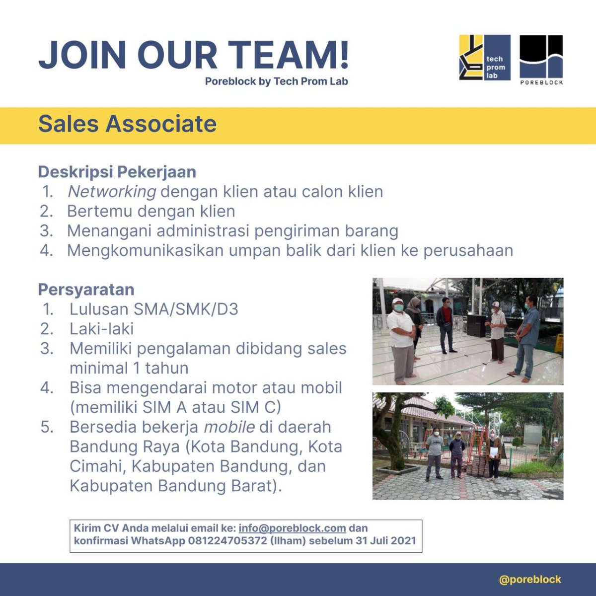 Min <a href="/hrdbacot/">HRD BACOT</a> mungkin bisa bantu utk like atau RT.
Untuk temen-temen semua, siapa tau ada yang cocok. Silahkan ikuti informasi pada poster yaaa

#TentuPilihLestari #TPLmencari #poreblock