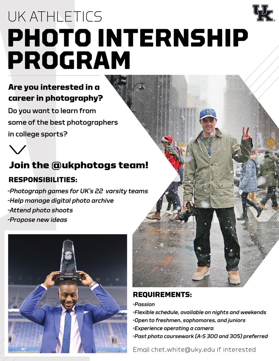 Calling all <a href="/universityofky/">University of Kentucky</a> students who have a passion for photography and love @ukathletics sports. Photo intern applicants for the upcoming school year are now being accepted. 

Check out the flyer for more info.

#bbn #sportsphotographer