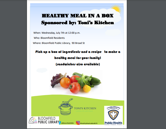 BPLnj's tweet photo. TODAY!
.
We are thrilled to be partnering with #TonisKitchen and the #BloomfieldHealthDepartment for this project next week.
.
Boxes are available first come - first serve. 
.
#HealthyMealInABoxBLFD #bplnj #bloomfieldpartnership #healthymealkits #mealkits https://t.co/7yHk9rHuHr