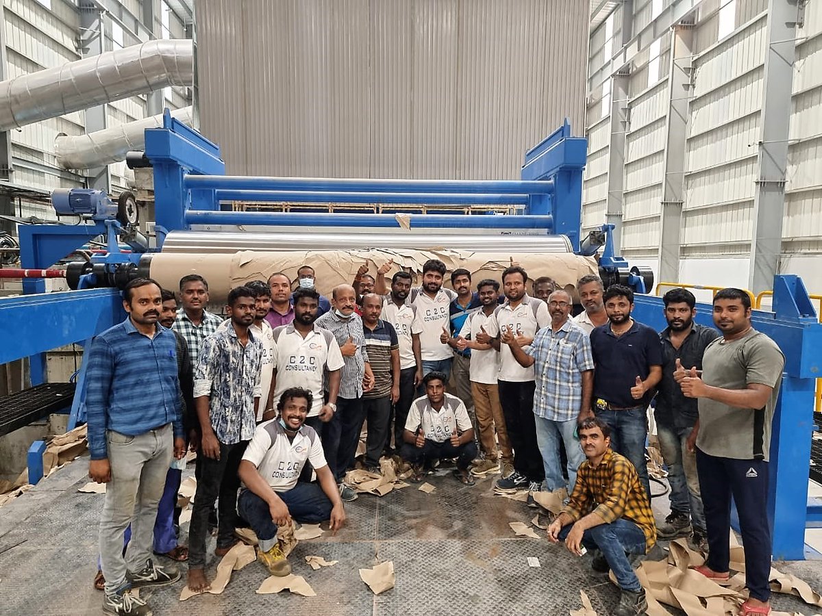 Happy Faces after successful commissioning of 
''Keryas Paper Industry LLC", Oman 
#paper #pulp #papermachine #rewinder #papermill #paperindustry #PassionforPaper #kraftpaper