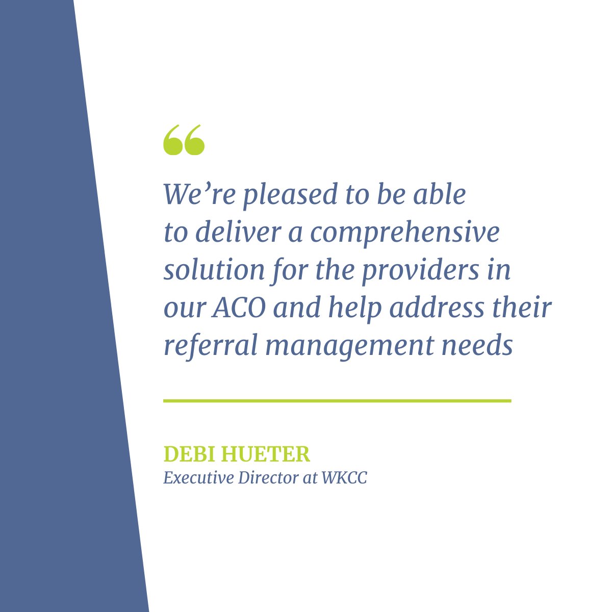 ProficientHTeam's tweet photo. “The connected workflows and near real-time data insights will help us improve care and encourage better communication,” says Debi Hueter. Read more about our partnership with WKCC: https://t.co/F4nZPYQEiY #referralsmanagement #healthcare #healthcarenews https://t.co/pq14oubRNF