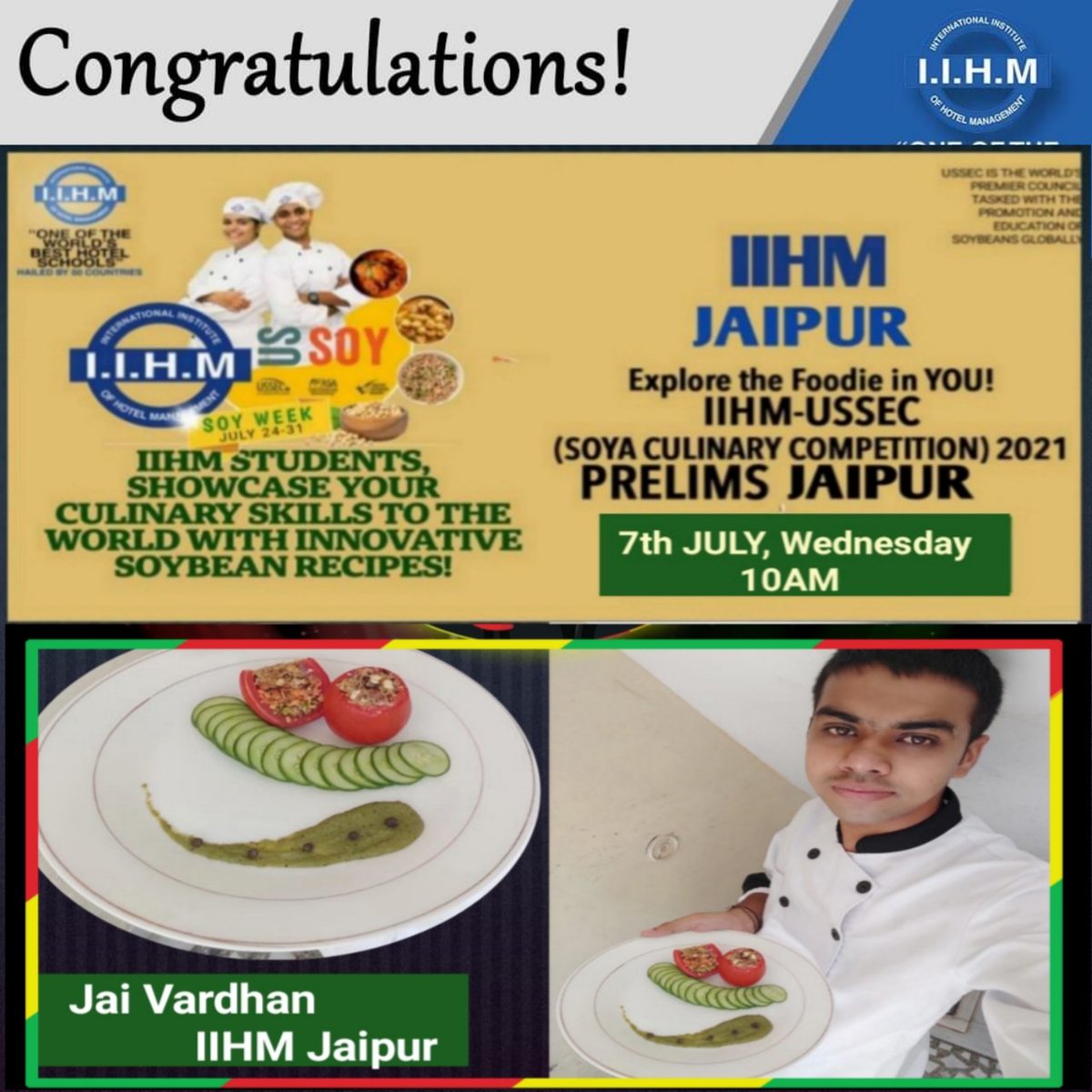 iihmjpr's tweet photo. Heartiest Congratulations and Best Wishes to all the Top 9 semi Finalists from @iihmjpr Campus for IIHM & USSEC Culinary competition 2021.
@IIHMHOTELSCHOOL
U.S. Soybean Export Council - @USSEC
#youngchefs #IIHMChefs #iihmbest3years #iihmhotelschools #culinaryarts https://t.co/gtjb1qMaDf