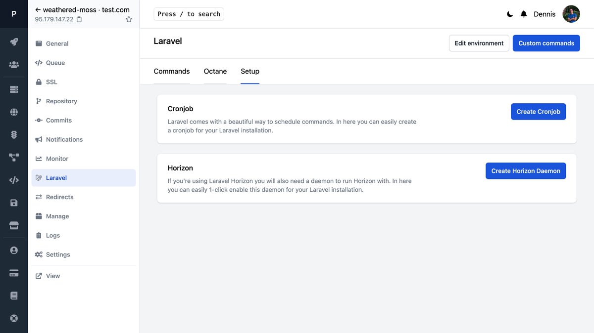 ploi_deploy's tweet image. Another beautiful update to the Laravel tab! You may now easily 1-click spawn the cronjob for Laravel or the Horizon daemon 🤩
ploi.io/register