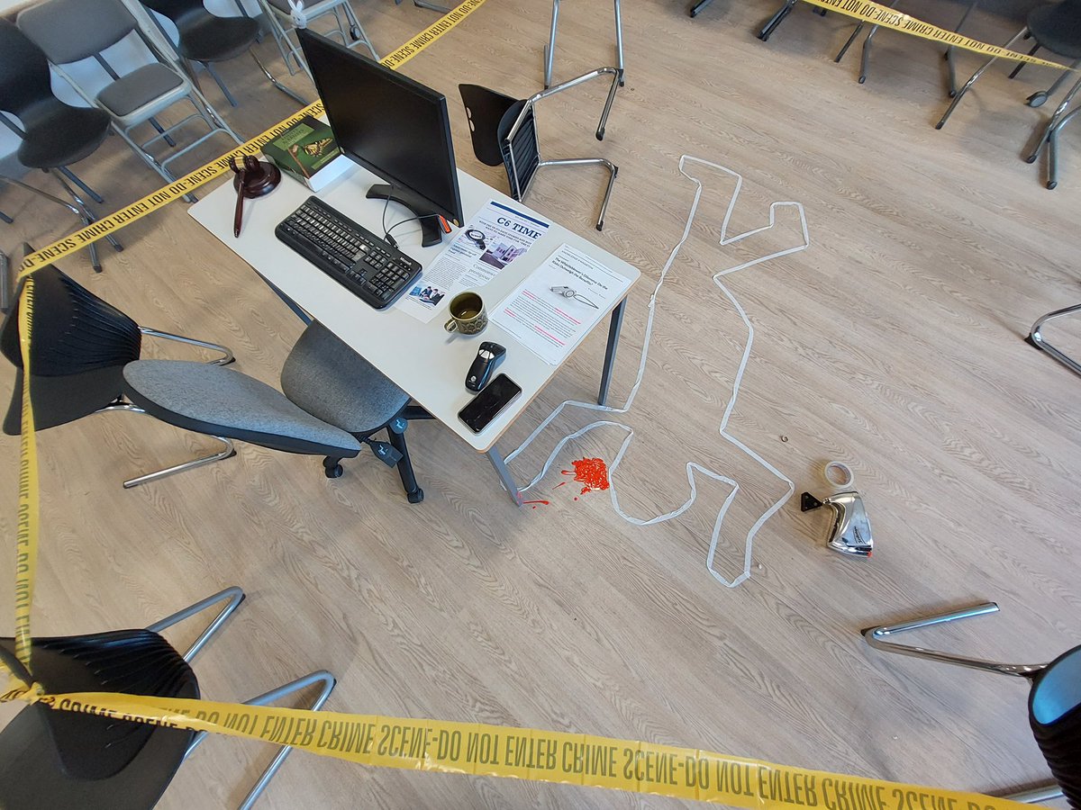 Law and Criminology students today took on the roles of the police, CPS, forensics and legal professionals. They analysed a fictional crime scene, gathered evidence, questioned witness and decided with the CPS to charge Rosemary Stilks, on suspicion of murder.