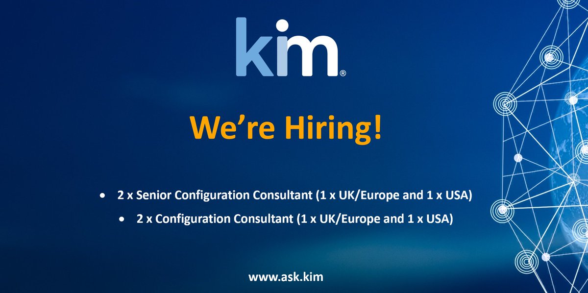 KimTechnologies's tweet image. We're looking for 2 Senior #Configuration Consultants and 2 Configuration Consultants based in the #UK / #Europe and #USA kim.world/3xphUkm #Tech #Hiring #TechRecruitment #Vacancy #JobVacancy #JobRole #Recruitment #LegalTech #LegalOps #LegalPlatform #Innovate #Technology