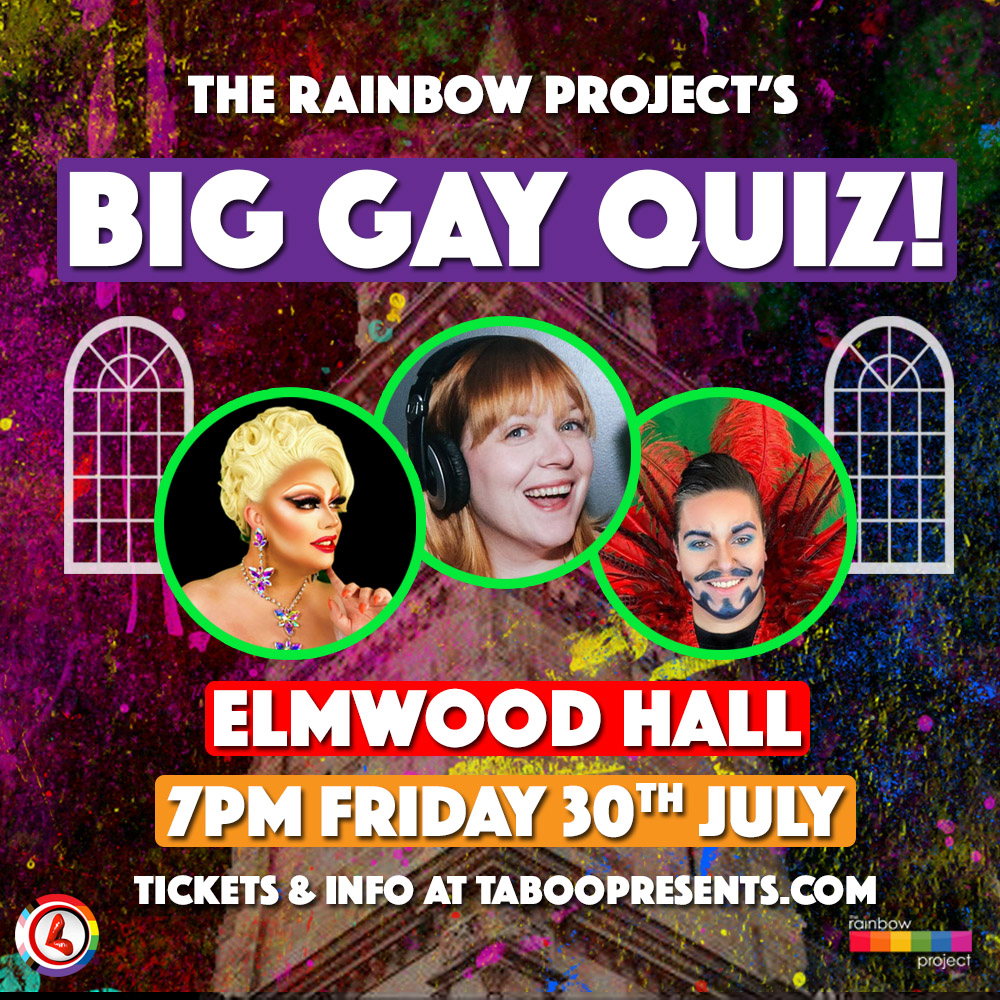 TabooPresents's tweet image. It's been a while, but we have an event! Join us on Fri 30th July in the Elmwood Hall (opposite QUB) for @TRPNI The Rainbow Project's annual #BelfastPride week fundraiser! Hosts @emro, @electralacunt &amp;amp; Dick Von Dyke @ghothips!
Full info on FB facebook.com/events/3436147…