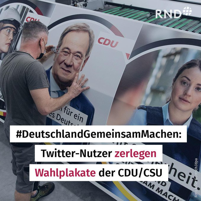 Die #CDU/#CSU hat ihr Motto #DeutschlandGemeinsamMachen f&uuml;r die Bundestagswahl vorgestellt. Twitter-Nutzer<a href="/tag/cdu"class="tags">#CDU</a><a href="/tag/csu"class="tags">#CSU</a><a href="/tag/deutschlandgemeinsammachen"class="tags">#DeutschlandGemeinsamMachen</a>