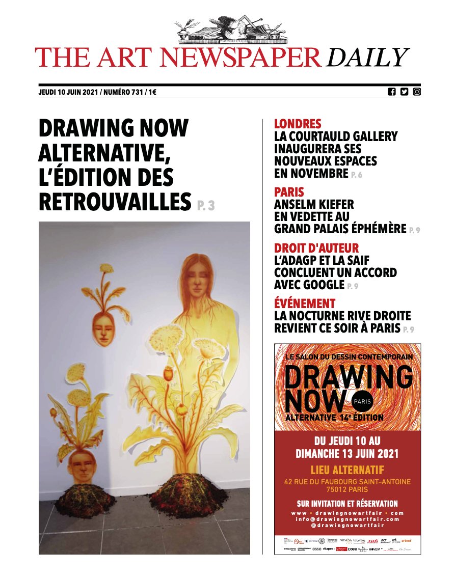 ✏️Retour sur #drawingnowartfair 14e édition !
« Faire sortir le médium de ses frontières, le faire déborder du cadre, est l’une des tendances de cette édition, qui fait aussi la part belle à des œuvres oniriques pleines de grâce [...]. » 
🙏Merci <a href="/TheArtNewspaper/">The Art Newspaper</a> <a href="/alexcrt_art/">Alexandre Crochet</a>