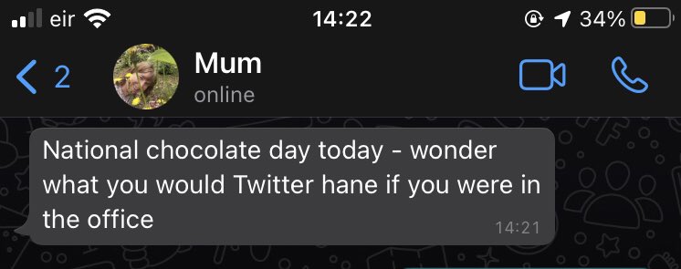 My mum knows what’s up! 🍫👀 #WorldChocolateDay @TwitterDublin