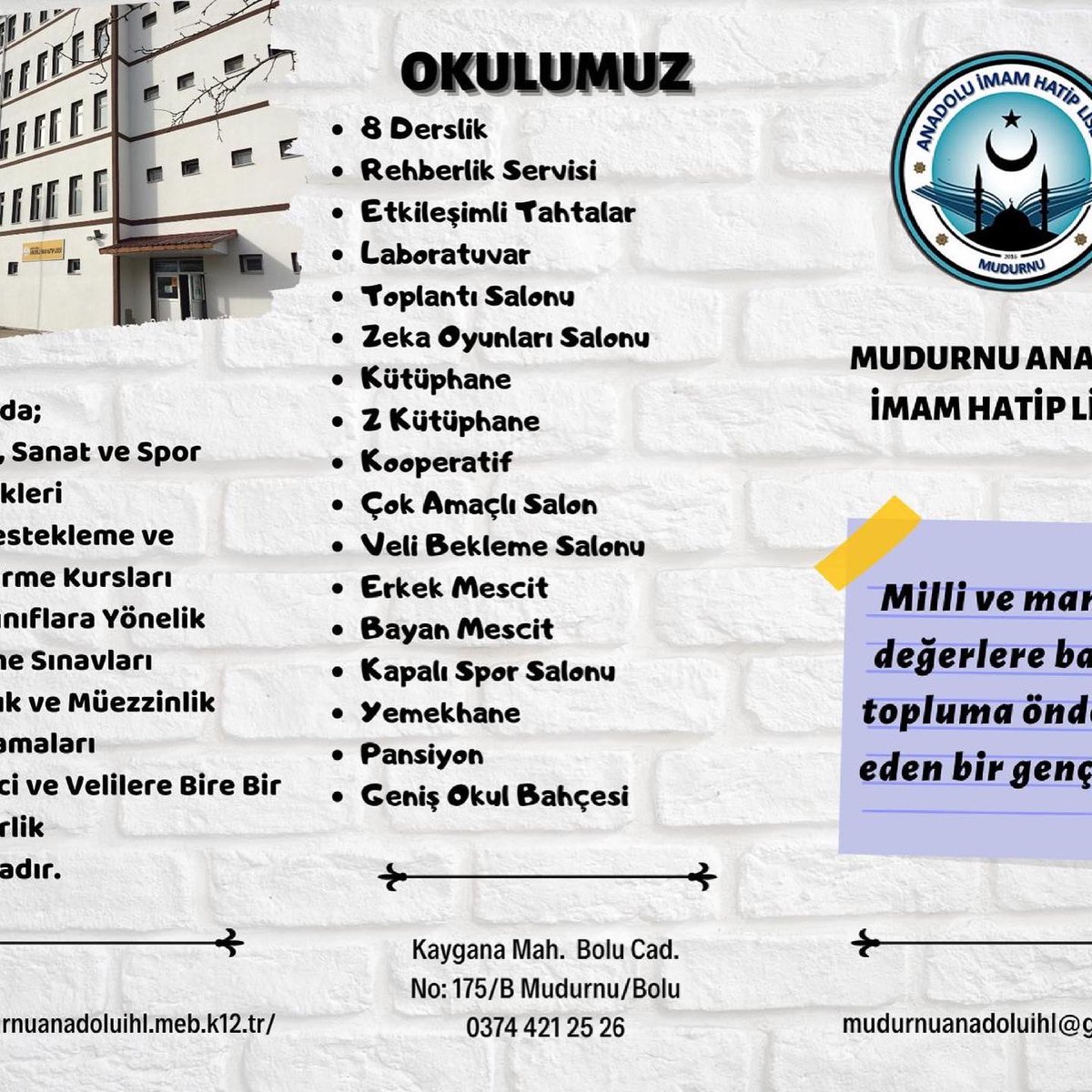 Mudurnu Anadolu İmam Hatip Lisesi Tanıtım Broşürü