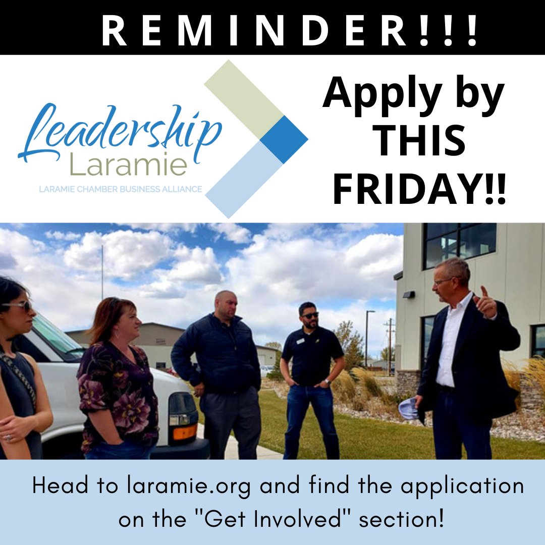 APPLY NOW! Our Leadership Laramie Class for this upcoming year still has some spots open until THIS FRIDAY July 9th! You can find the application and more information at our website or at the link below:
laramie.org/home/membershi…