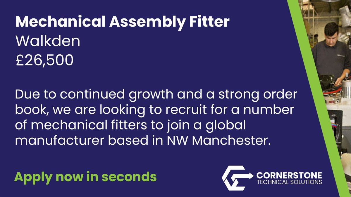 ctsrecruit's tweet image. Vacancy: Mechanical Assembly Fitter

Check out the details and apply for the role in seconds using our integrated form.

Click here - ed.gr/diwkx

#vacancy #jobs #assemblyfitter #mechanicalassemblyfitter #manchester