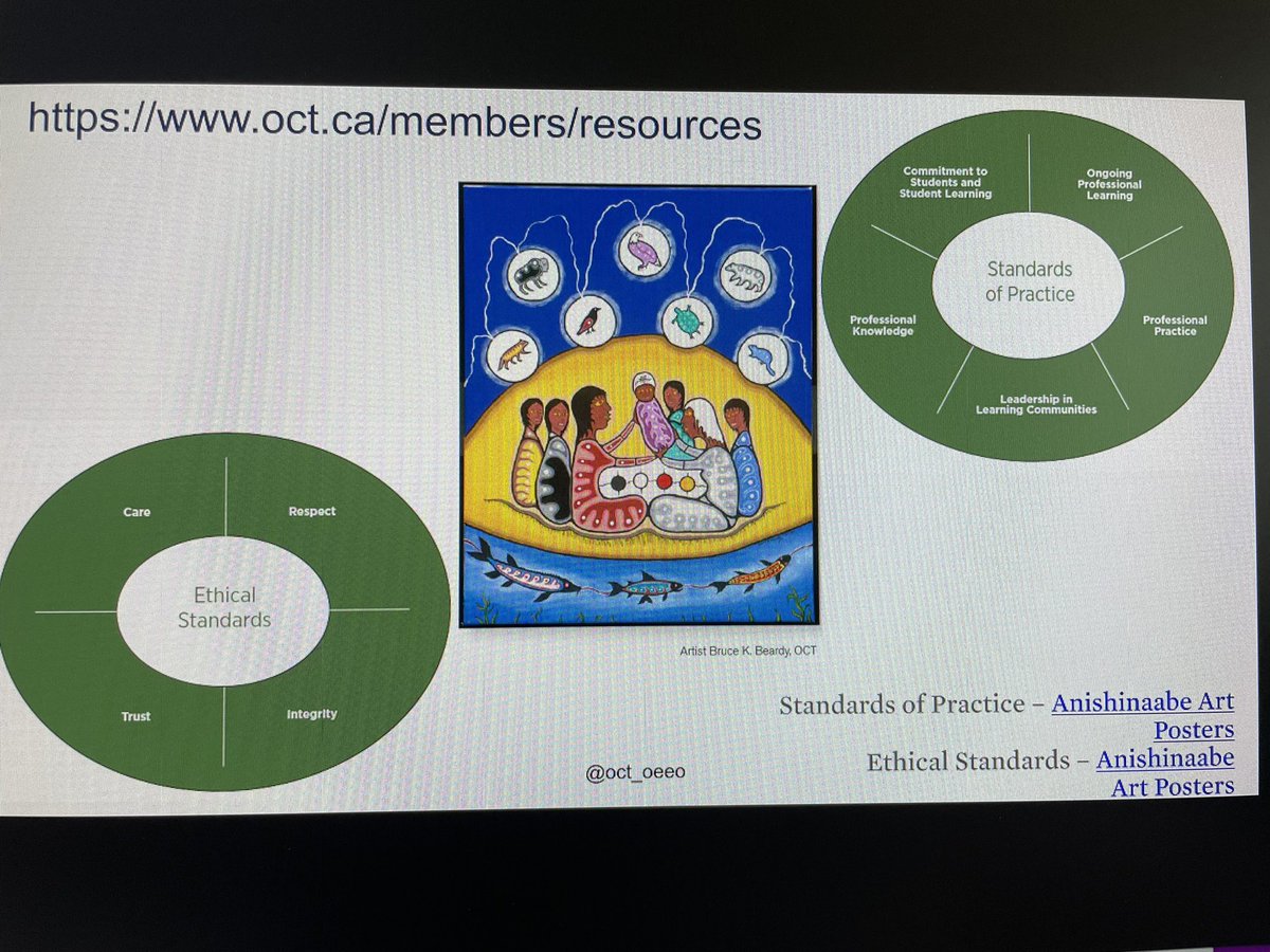 Thanks to Anna-Marie Neilsen from OCT for sharing an overview of our Standards of Practice and the beautiful Anishinaabe artwork available with #OISE_PQP <a href="/ThelmaSambrook/">Thelma Sambrook</a>