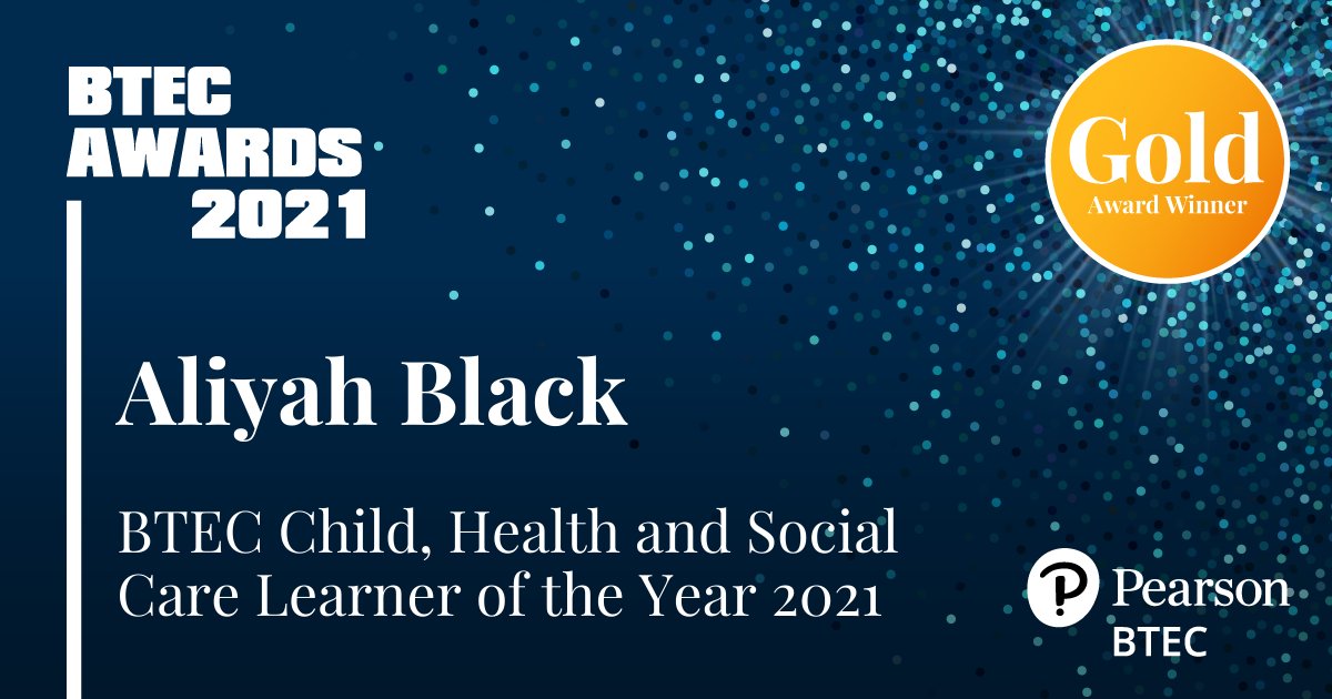 🎉 Congratulations 🎉 SWC student Aliyah Black who was awarded the @teachBTEC Award for Child, Health and Social Care Learner of the Year 2021.
Aliyah’s hard work and dedication was celebrated at Pearson’s annual BTEC awards hosted online today #BTECAwards2021 #BTECWorks