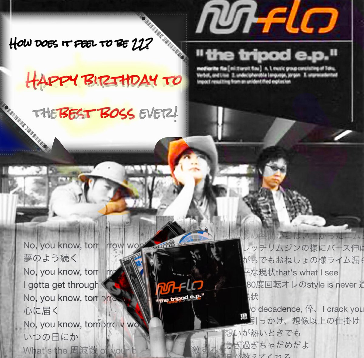CRAZY_POISON_'s tweet photo. @mflo_official @VERBAL_AMBUSH @takudj How does it feel to be 22?
Your favorite song?
I don't understand why you hear that, do you know why?
I like everything the most.
happy Birthday!
To the most respected m-flo
#mflo #HappyBirthday #hiphop
#JPOP #KPOP #Music #CountdownWitnesser #オリコン https://t.co/qd0jPIvP8j