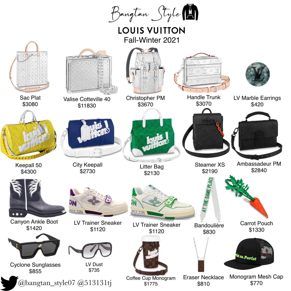 Bangtan Style⁷ (slow) on X: Some of the bags, shoes and accessories worn  by BTS from Louis Vuitton Men's Fall-Winter 2021 Campaign #BTSxLouisVuitton  #LVMenFW21 #BTS @BTS_twt @LouisVuitton  / X