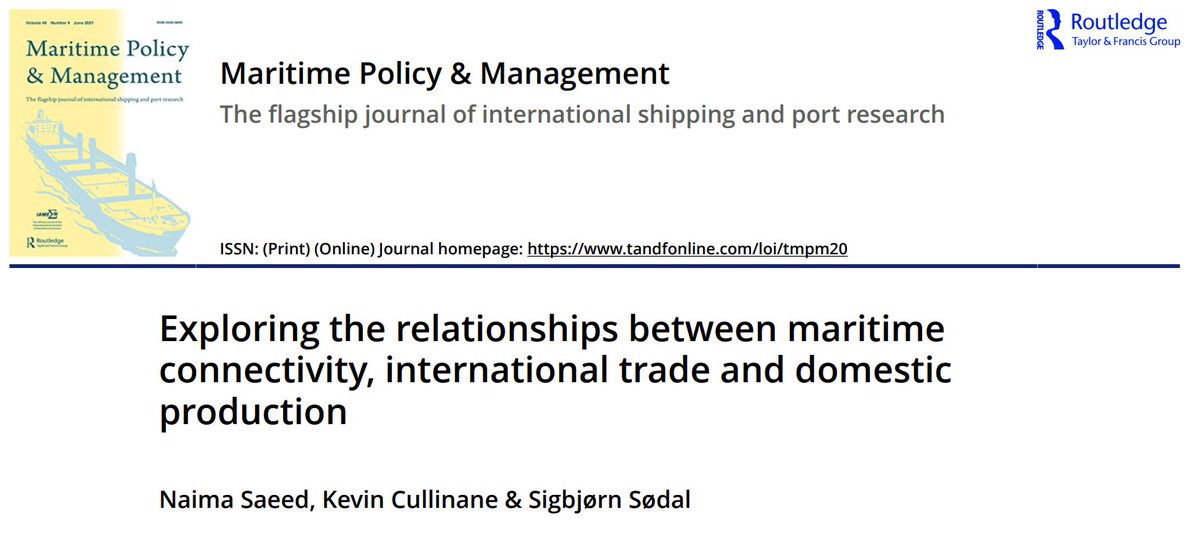 JanHoffmann_gva's tweet photo. New paper suggests that "economic policy and trade policy at the global, regional, and national level should recognize the need for, and foster, better maritime connectivity." Open access https://t.co/ltDgTx1dsY https://t.co/lZU6Bu1YIs