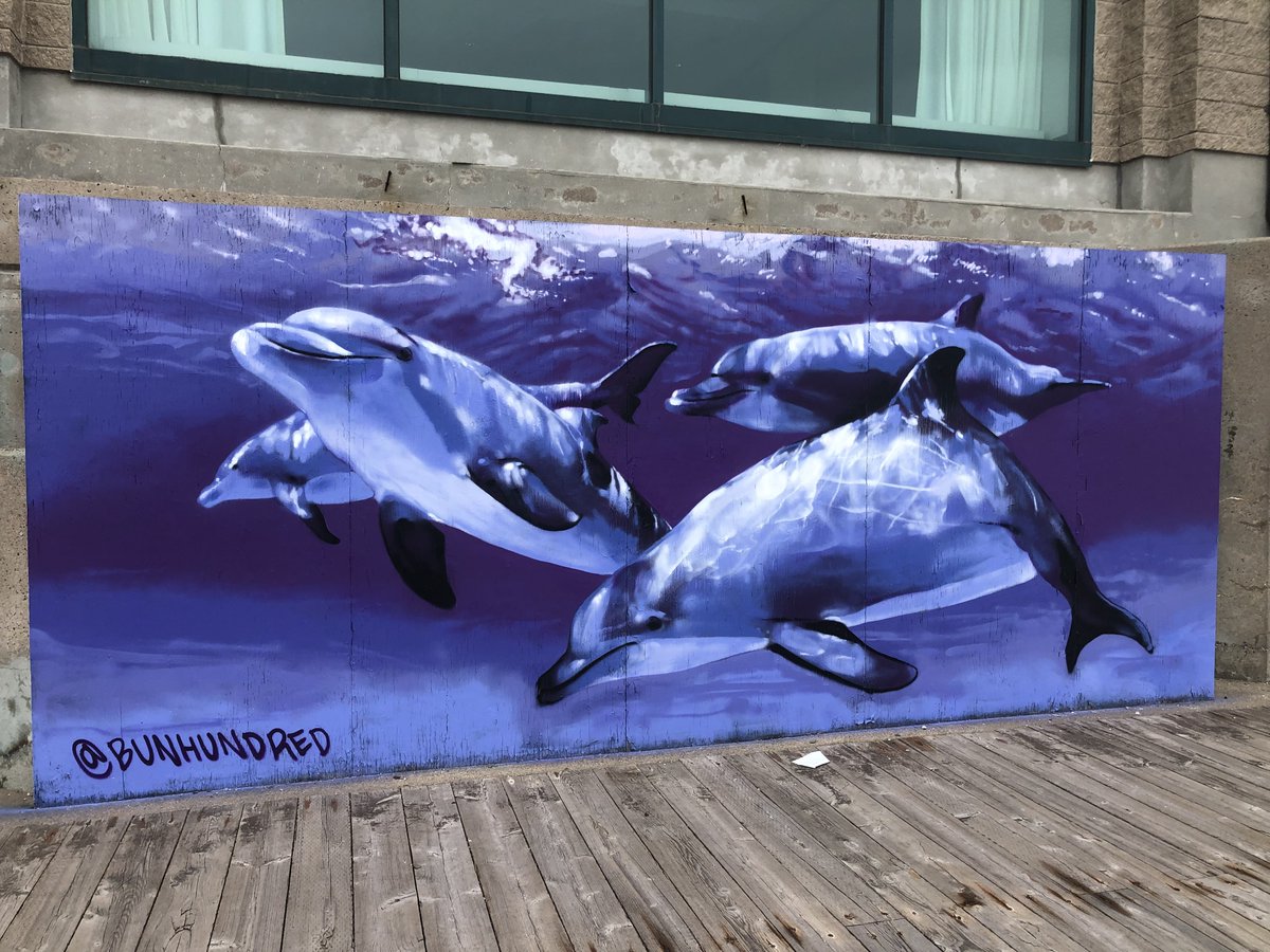 DowntownHalifax's tweet photo. There are new murals in #DowntownHalifax! Pod Racers by Daniel Burt, Ocean Sunset by Swade Owens, King Conch by Donny Fraser, and Puff, Puff by Mike Burt. They are a collection of ocean-themed pieces. Learn more by taking our Self-Guided Downtown Art, https://t.co/Jq4h4Cpi6p https://t.co/faG6Hm6UOa