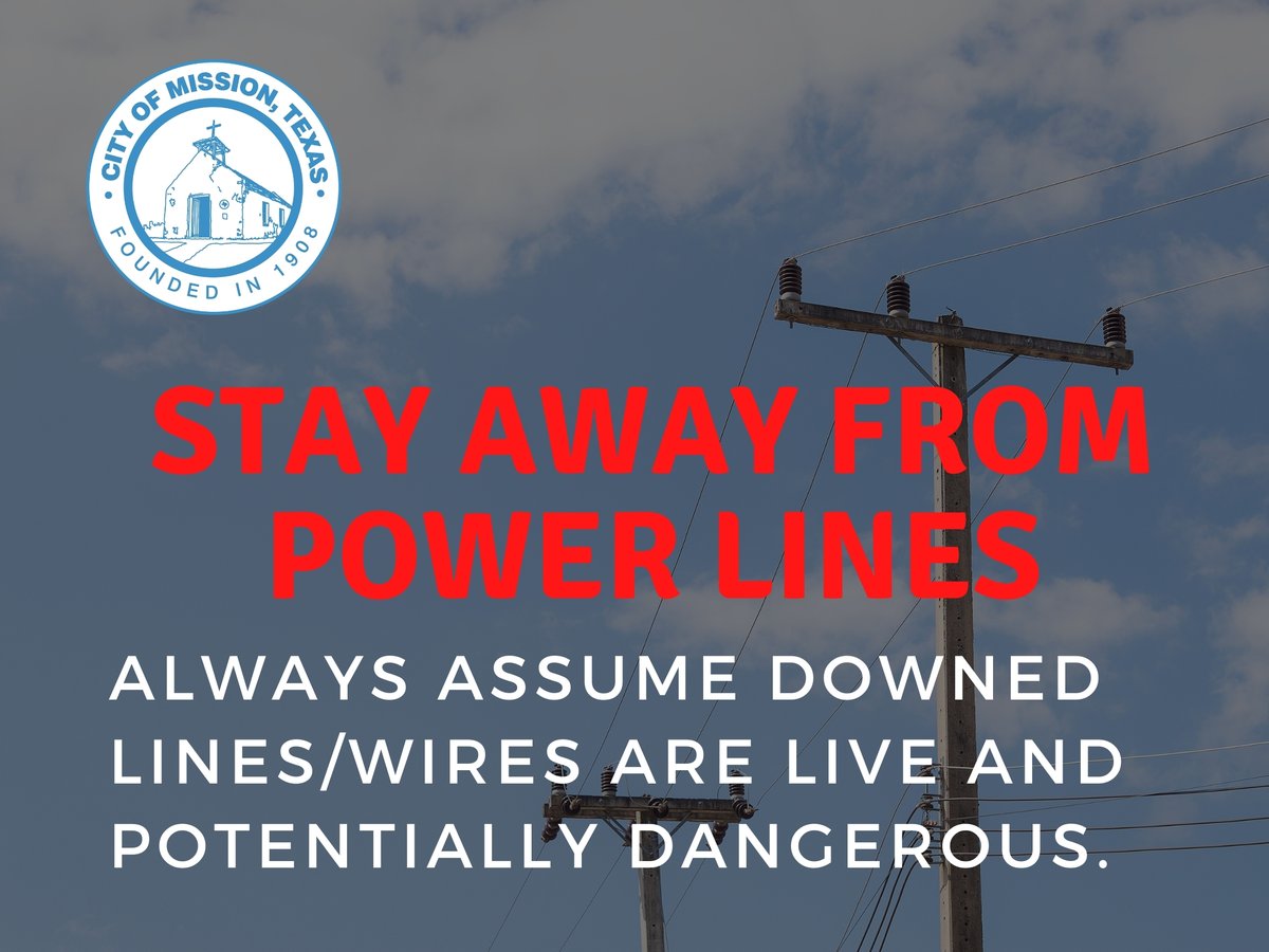 CityOfMissionTX's tweet photo. Continued heavy rains are expected throughout the Valley for the next couple of days. Please treat any downed power lines as though they are energized and avoid driving through flooded areas! #MissionSafe #TurnAroundDontDrown https://t.co/07IedFrKMl