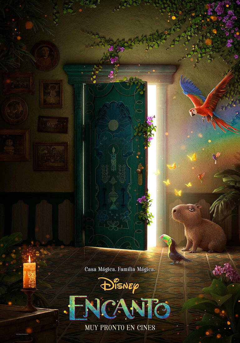 DisneyStudiosLA's tweet photo. Bienvenidos. 🦋🇨🇴✨ Descubre la nueva aventura mágica de Disney en su nueva película, #DisneyEncanto. ¡No se pierdan mañana el nuevo tráiler! 

Estreno noviembre 2021. https://t.co/UdeOkBpBrl
