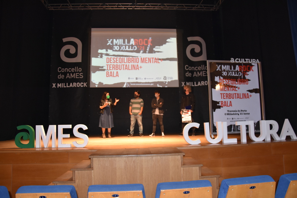 concellodeames's tweet photo. 🔝Cartelazo para a Xª edición do #Millarock o 30 de xullo: #DesequilibrioMental #Terbutalina e #Bala.
🎸Unha cita fiel ao seu espírito de "congregar grupos da comarca, rock en galego e mulleres”, segundo dixo na presentación a concelleira @naticouceiro. 
🔗https://t.co/JxjbWMeNFK https://t.co/2LvIXogf3V