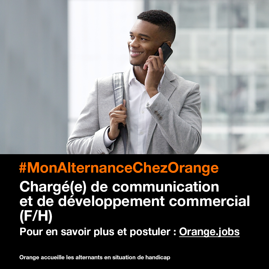 [Alternance] Vous cherchez une alternance en tant que Chargé(e)de communication et de développement commercial ? Ça tombe bien, nous recrutons ! 🧑‍💻
Alors n'hésitez pas et postulez maintenant ! C’est par ici 👉  orange.jobs